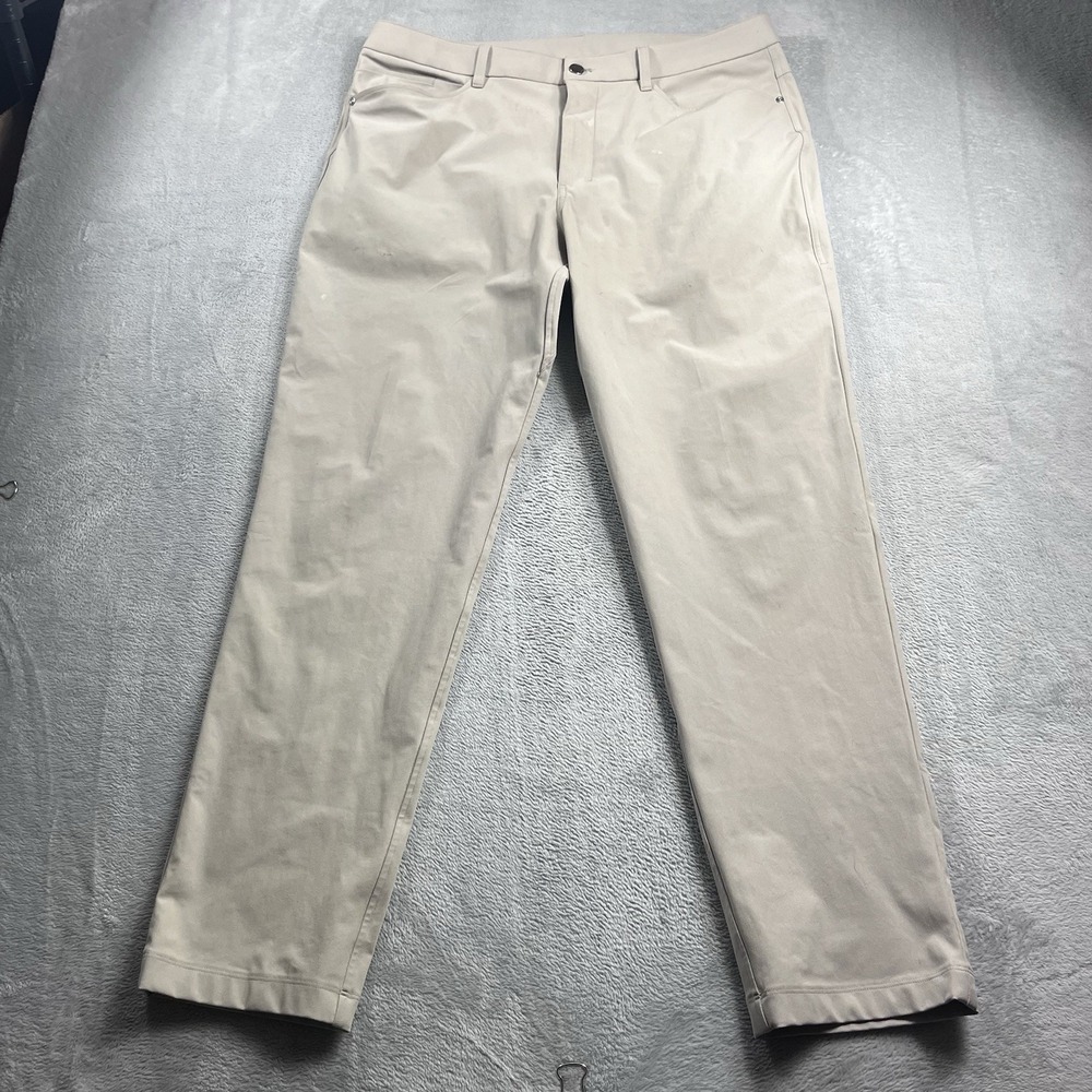 Lululemon ABC Pants Mens 35 Beige Classic 5-Pocket Chino Warpstreme LM5AQ9S‎